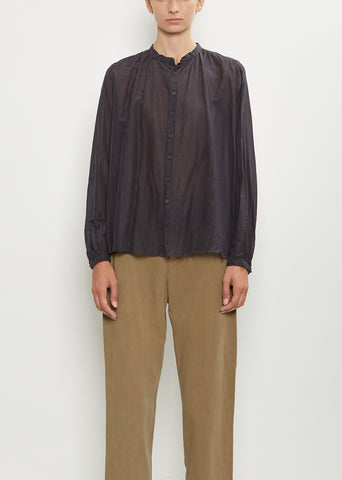 Cotton Silk Lawn Blouse — Navy