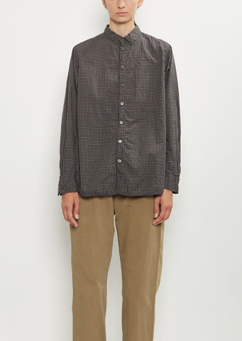 Washed Cotton Mini Checkered Shirt — Black