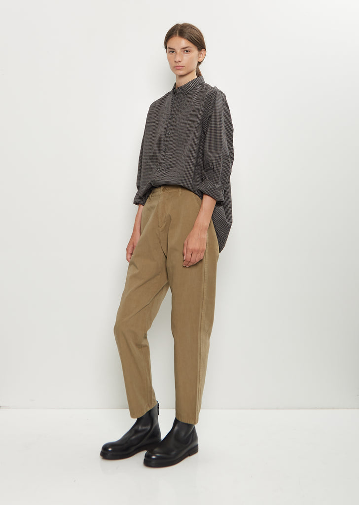Washed Cotton Mini Checkered Shirt — Black