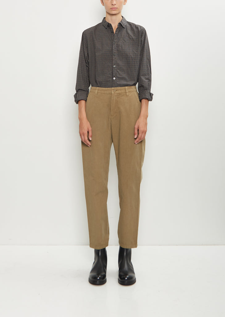 Cotton Grosgrain Tapered Pants — Beige