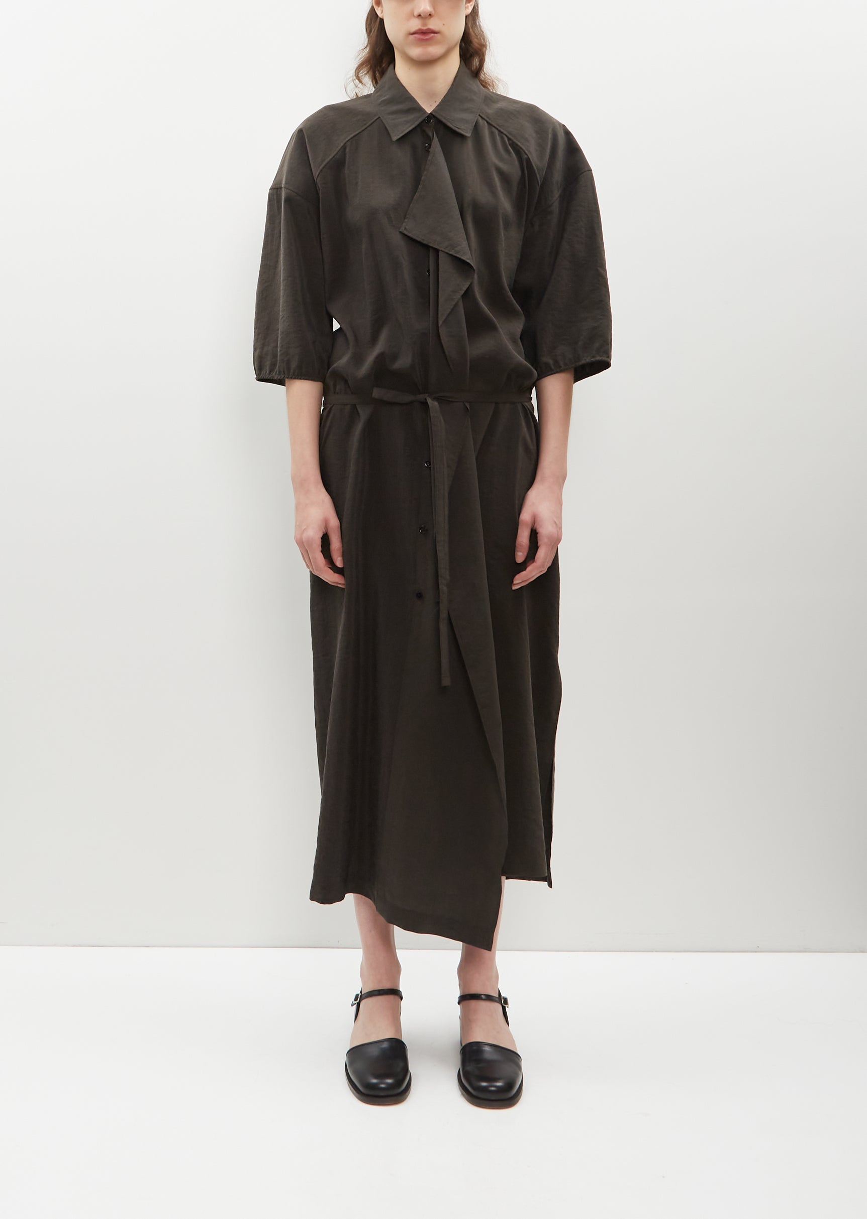 Asymmetrical Shirt Dress Dark Espresso La Garonne Asymmetrical Shirt Dress Dark Espresso La Garonne