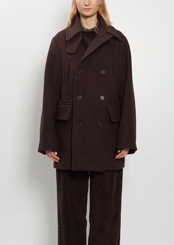 Serge Boiled Wool Peacoat