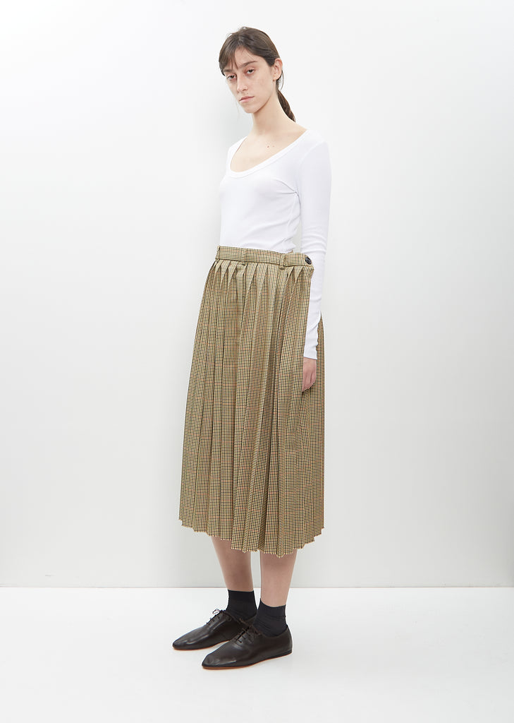 Houndstooth Poly Pleated Skirt