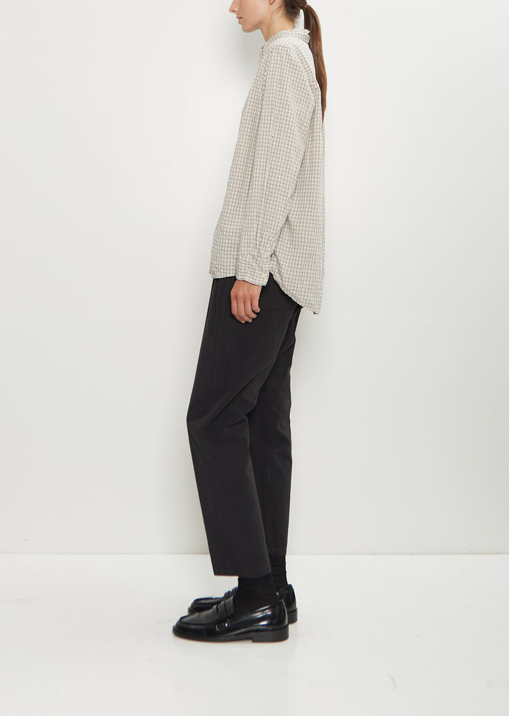 Washed Cotton Mini Checkered Shirt — Off White