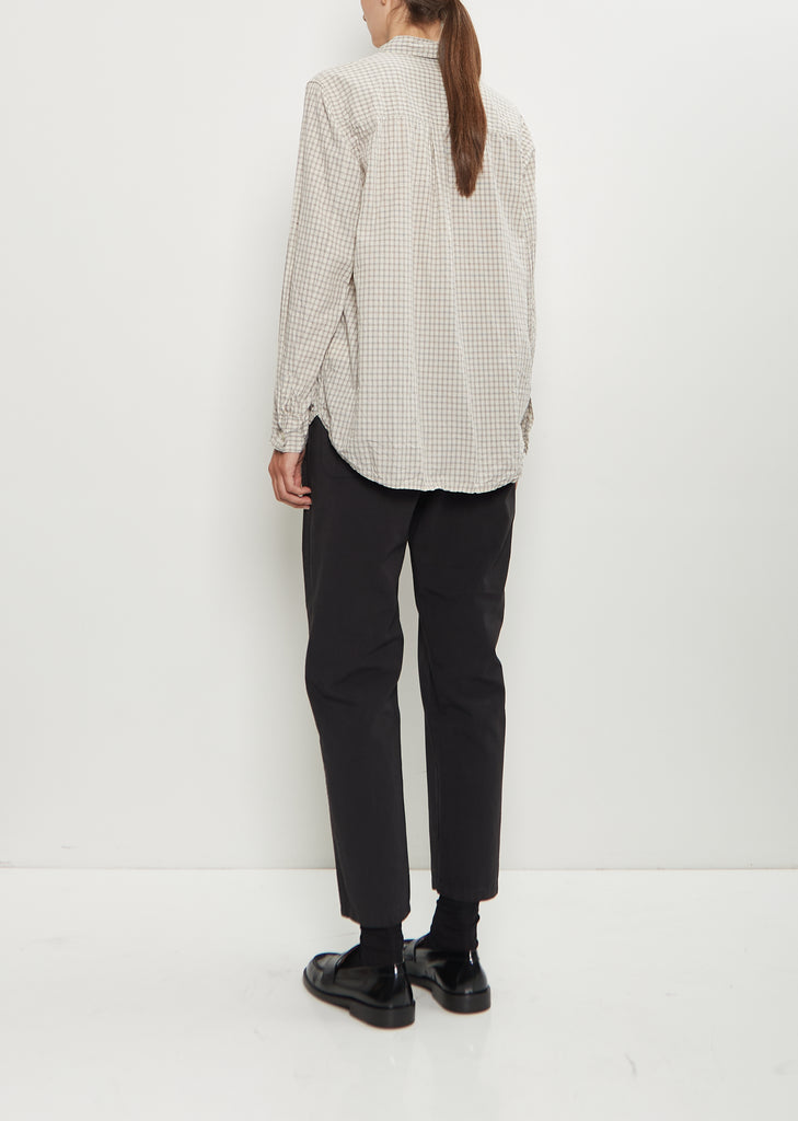 Washed Cotton Mini Checkered Shirt — Off White