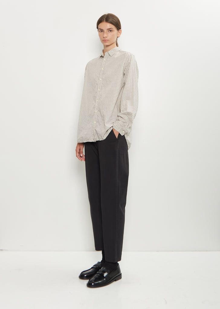 Washed Cotton Mini Checkered Shirt — Off White