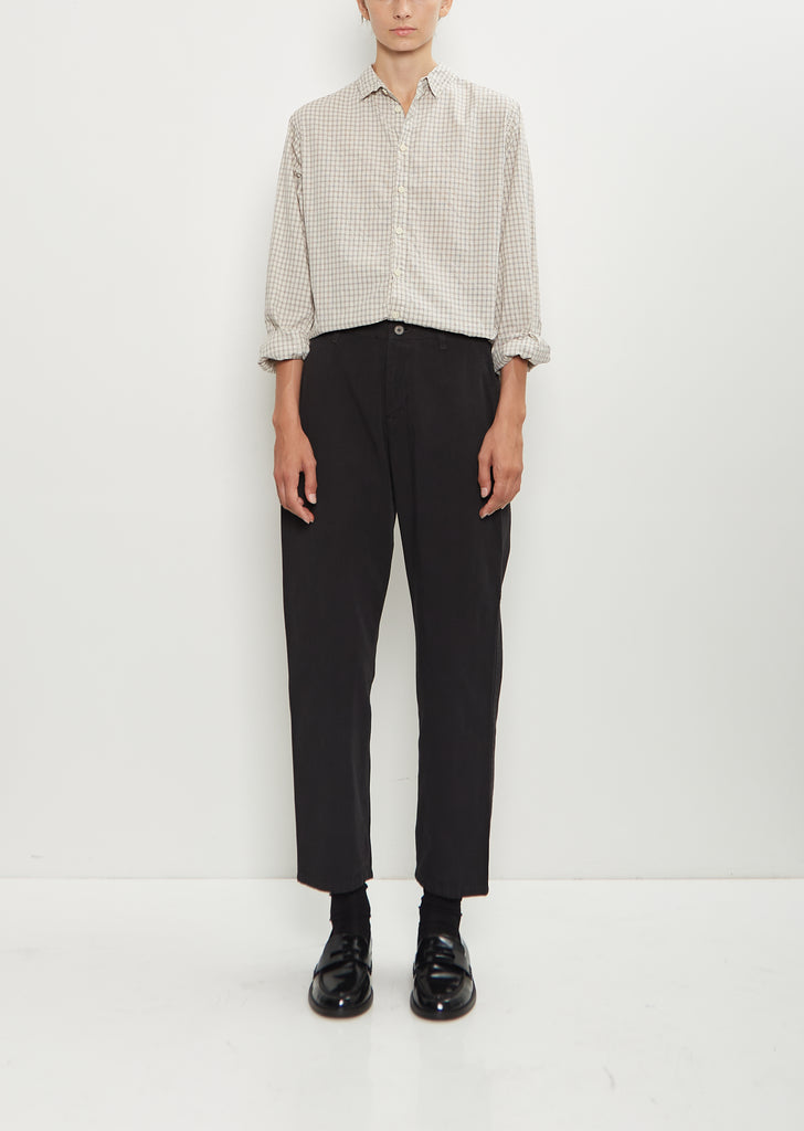 Cotton Grosgrain Tapered Pants — Dark Brown