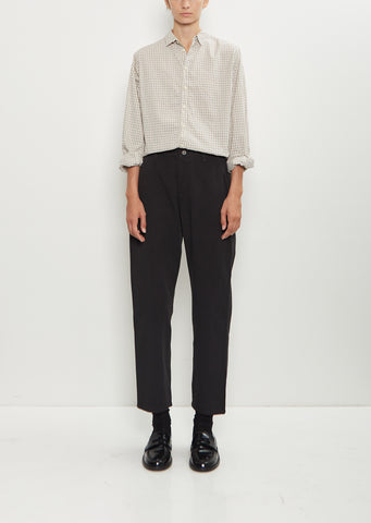 Cotton Grosgrain Tapered Pants — Dark Brown