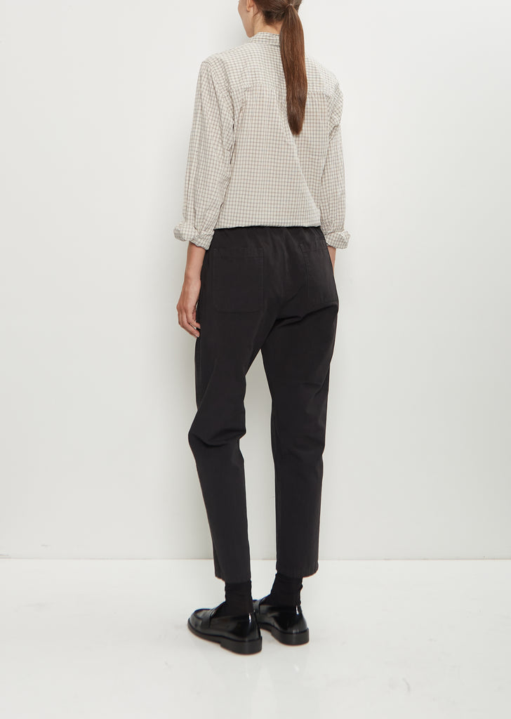 Cotton Grosgrain Tapered Pants — Dark Brown