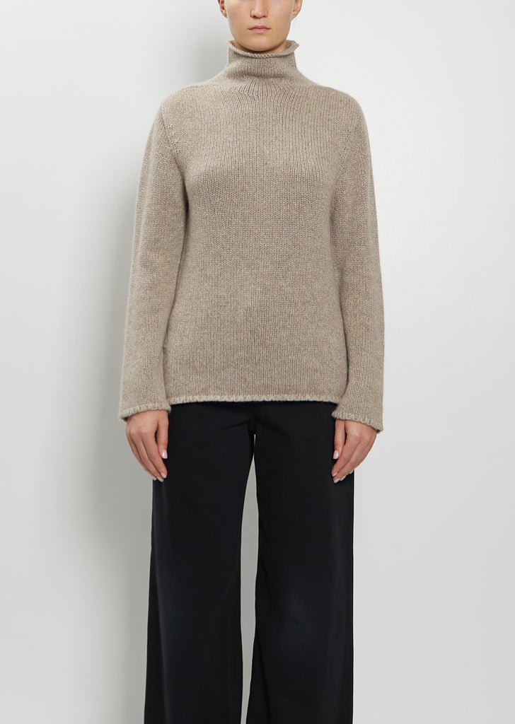 Mariam Cashmere Top — Light Pebble