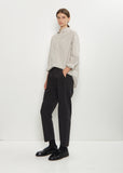 Cotton Grosgrain Tapered Pants — Dark Brown