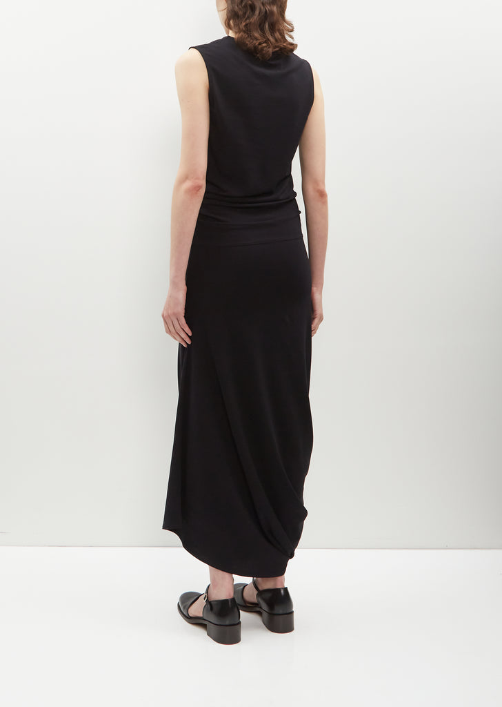 Fitted Twisted Jersey Dress — Black