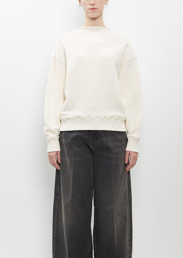 Cotton Wool Rolled Neck Sweatshirt — White