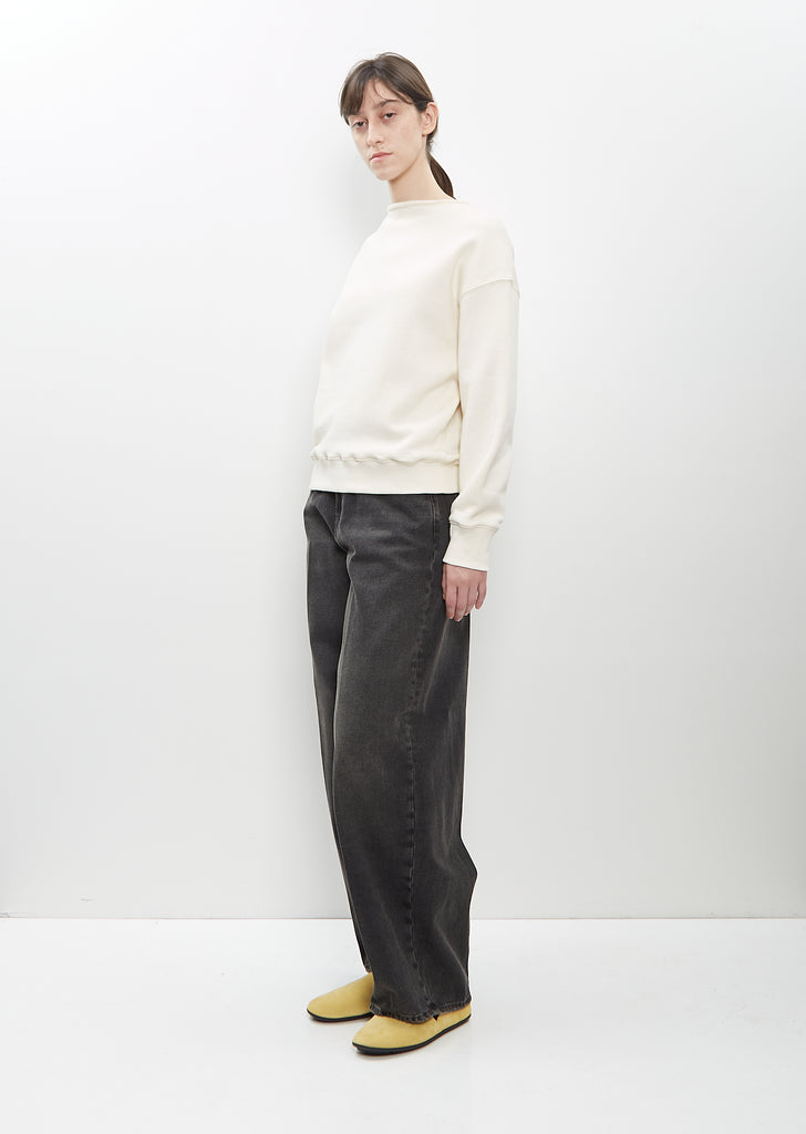 Cotton Wool Rolled Neck Sweatshirt — White