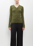 Wool Cashmere Wide Rib Cardigan