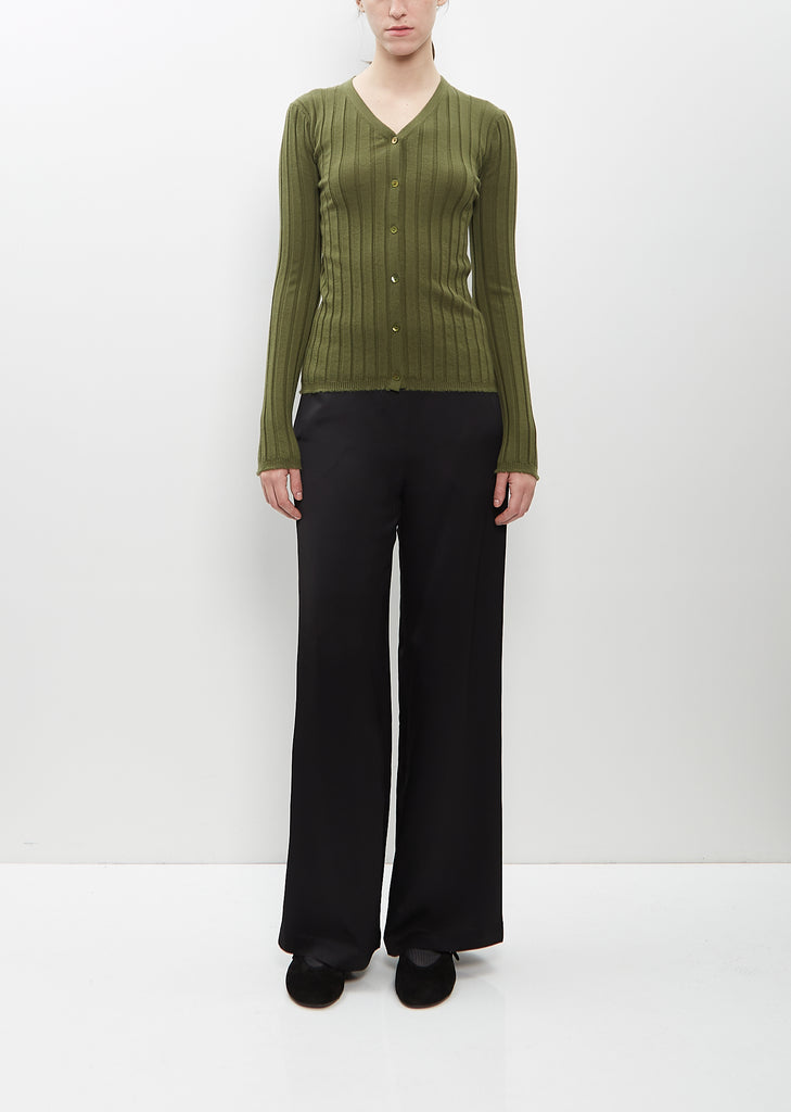 Wool Cashmere Wide Rib Cardigan