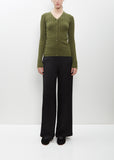 Wool Cashmere Wide Rib Cardigan