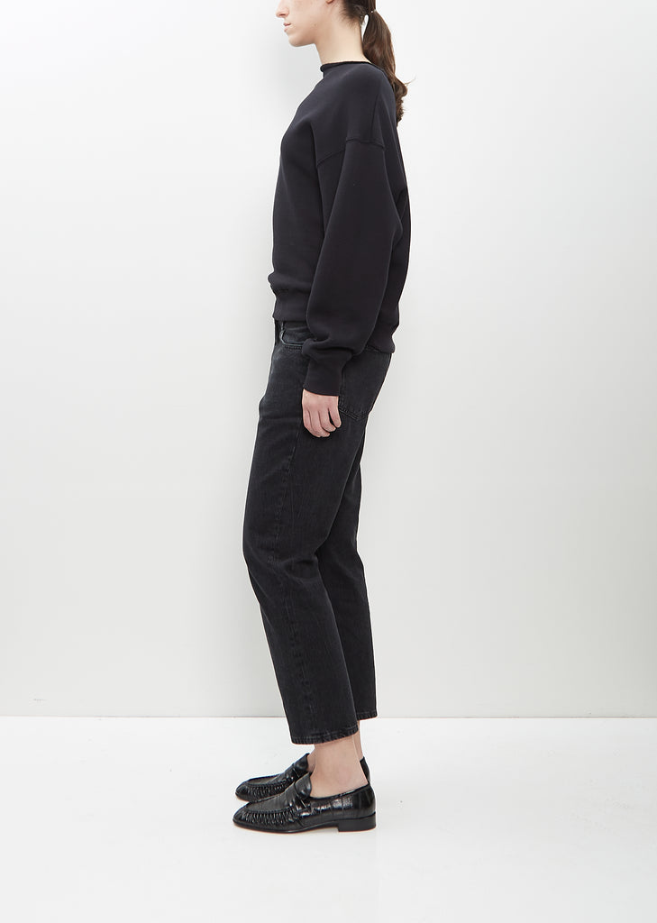 Cotton Wool Rolled Neck Sweatshirt — Black