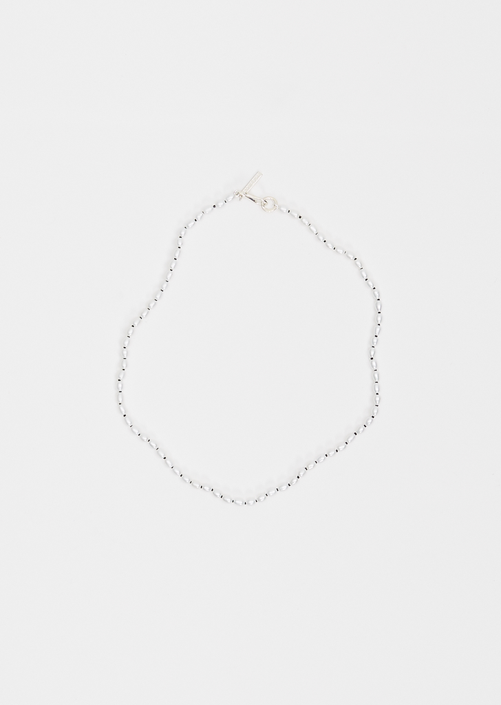 Silver Tiny Pearl Collar, 18