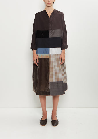 Wool Silk Patchwork Tunic Dress
