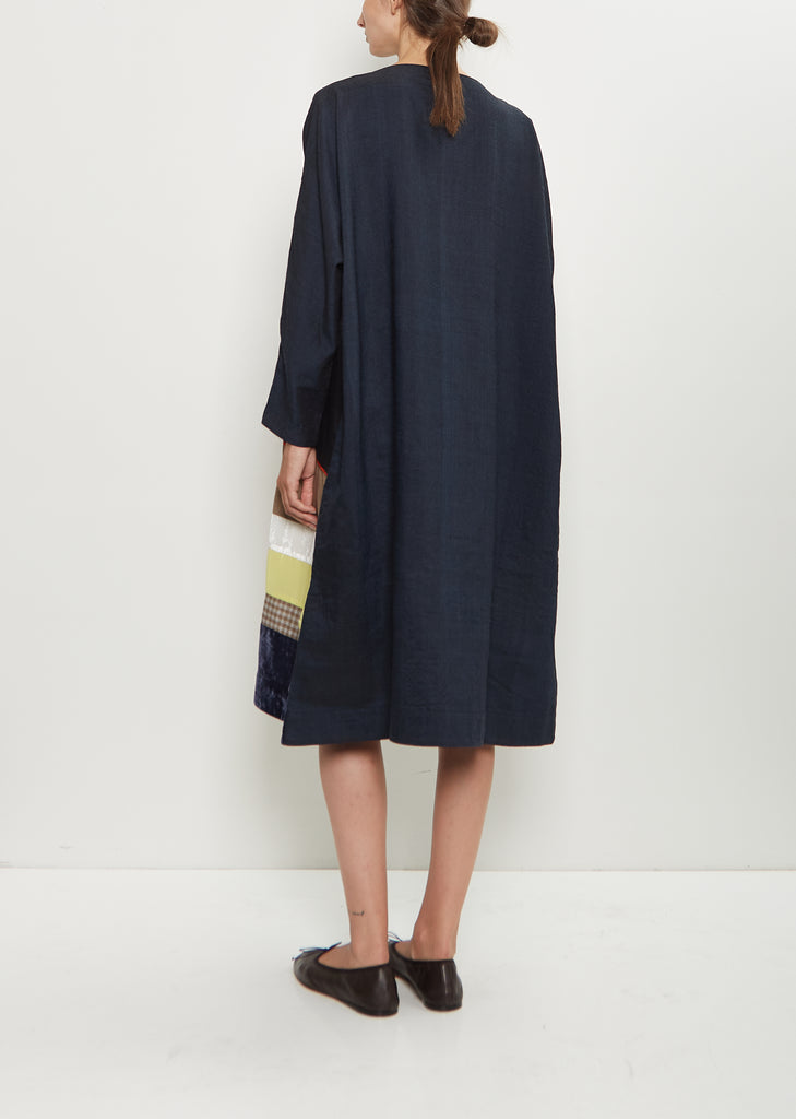 Wool Silk Patchwork Boat Neck Dress