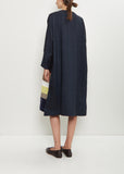 Wool Silk Patchwork Boat Neck Dress