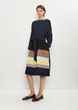 Wool Silk Patchwork Boat Neck Dress