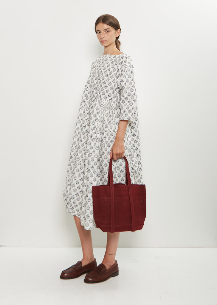 Washed Cotton 6 Pockets Tote, Small — Burgundy