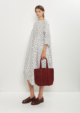 Washed Cotton 6 Pockets Tote, Small — Burgundy