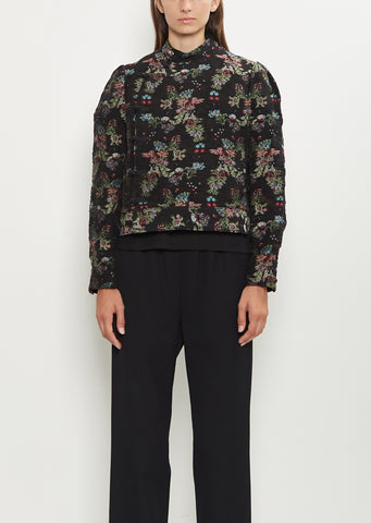 Floral Pattern Cut Jacquard Jacket