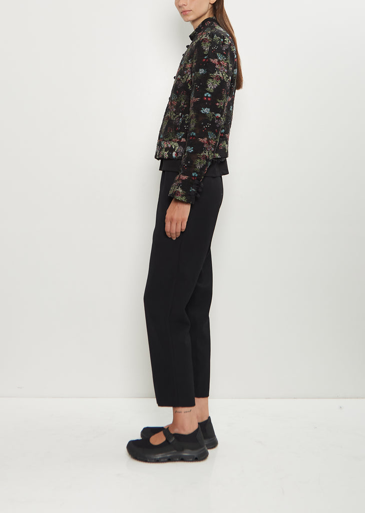 Floral Pattern Cut Jacquard Jacket