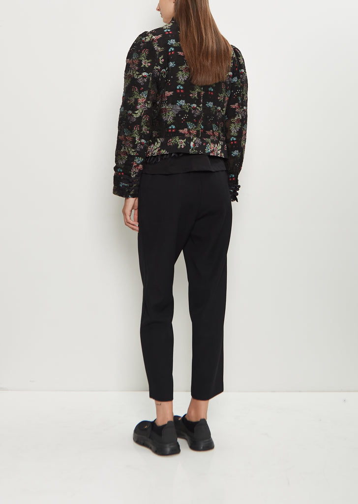 Floral Pattern Cut Jacquard Jacket