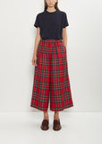 Wide Pull-On Wool Plaid Pants
