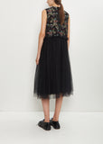 Floral Pattern Cut Jacquard Tulle Dress