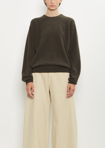 Cashmere Mini R-Neck Sweater — Black Olive