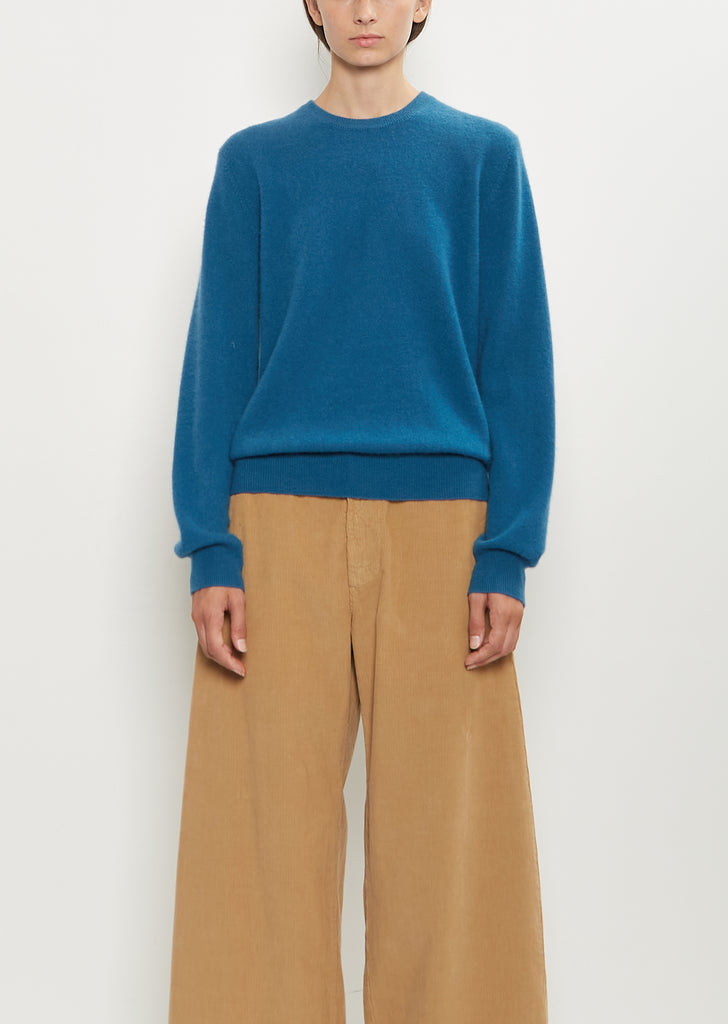 Cashmere Mini R-Neck Sweater — Deep Blue