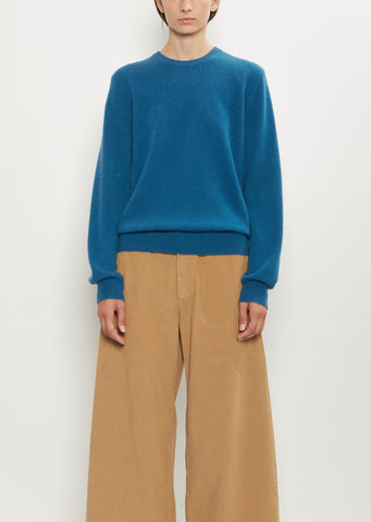 Cashmere Mini R-Neck Sweater — Deep Blue