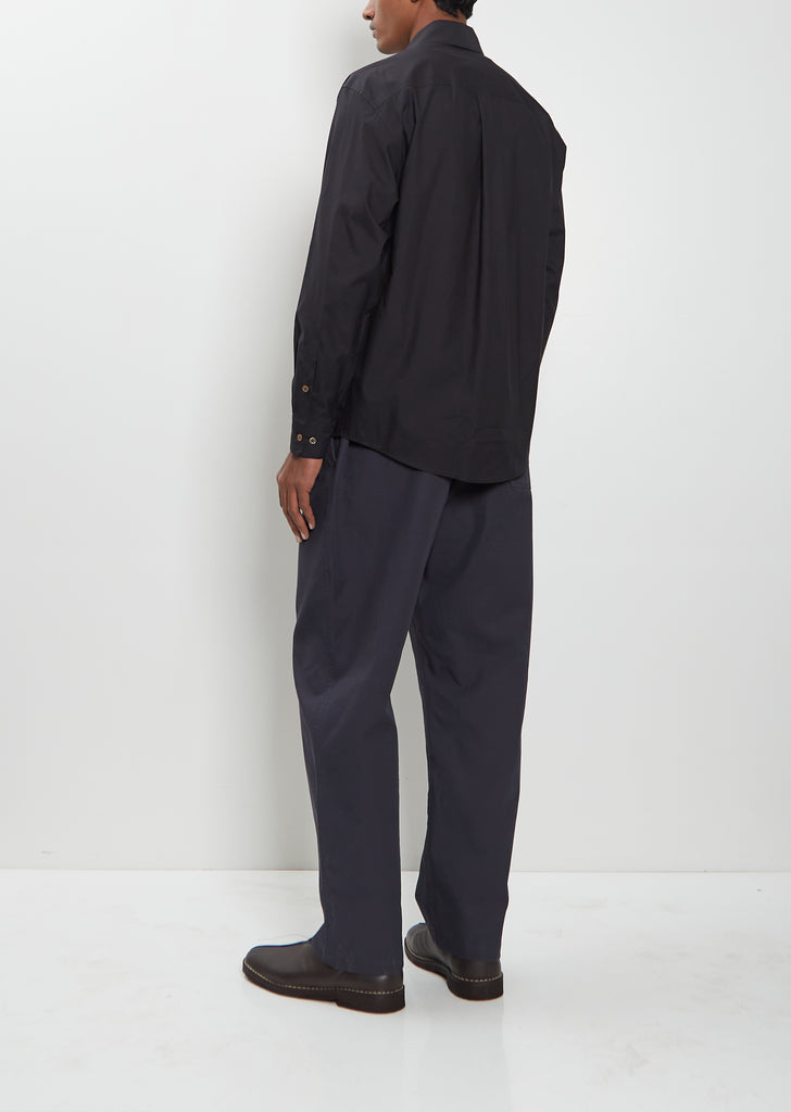 Regular Cotton Silk Shirt — Squid Ink