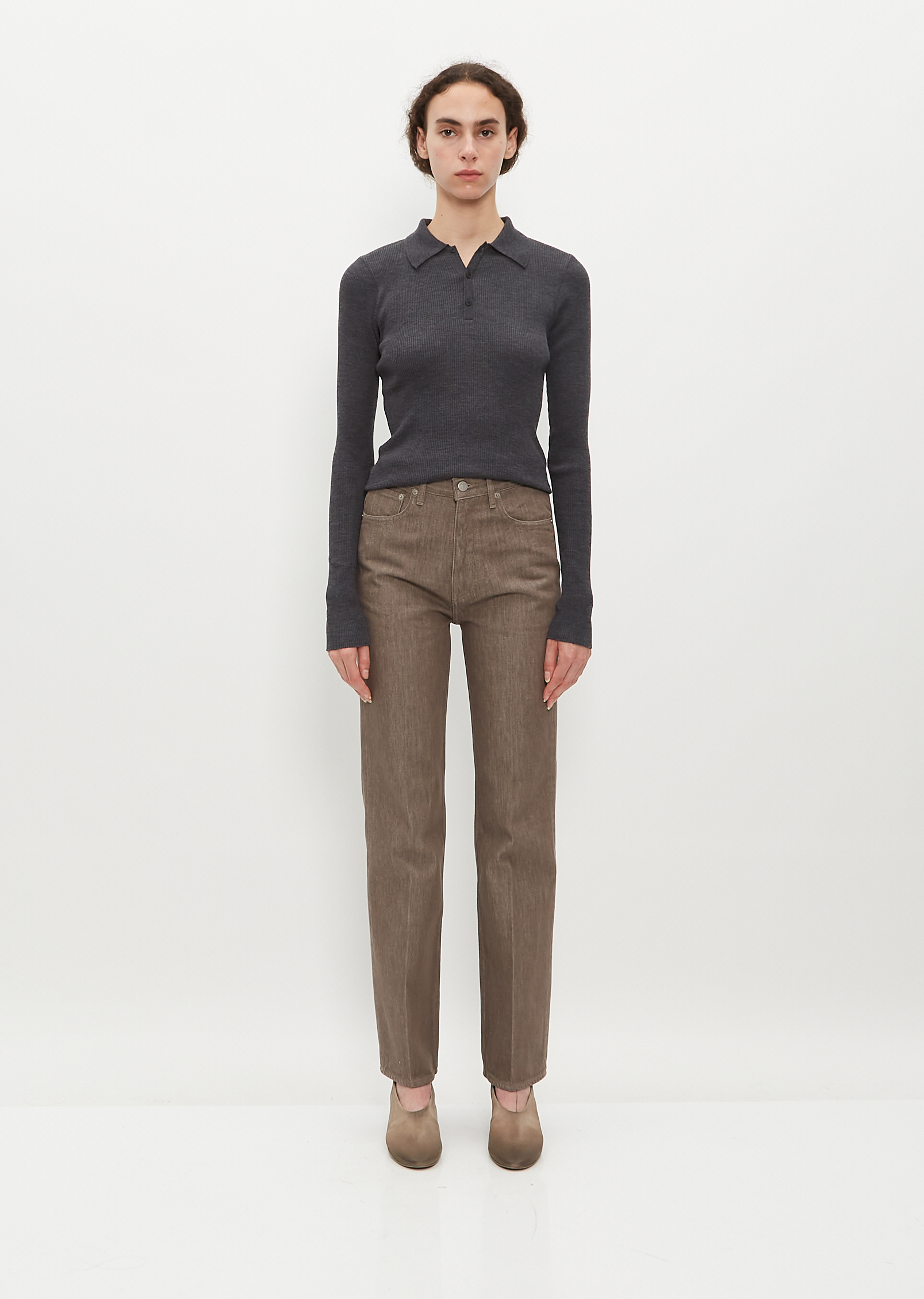 Hard Twist Brown Denim 5-Pocket Pants – La Garçonne Hard Twist Brown Denim 5-Pocket Pants – La Garçonne