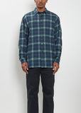 Airy Wool Check Shirt — Navy