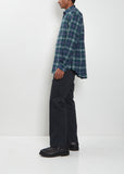 Airy Wool Check Shirt — Navy