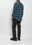 Airy Wool Check Shirt — Navy