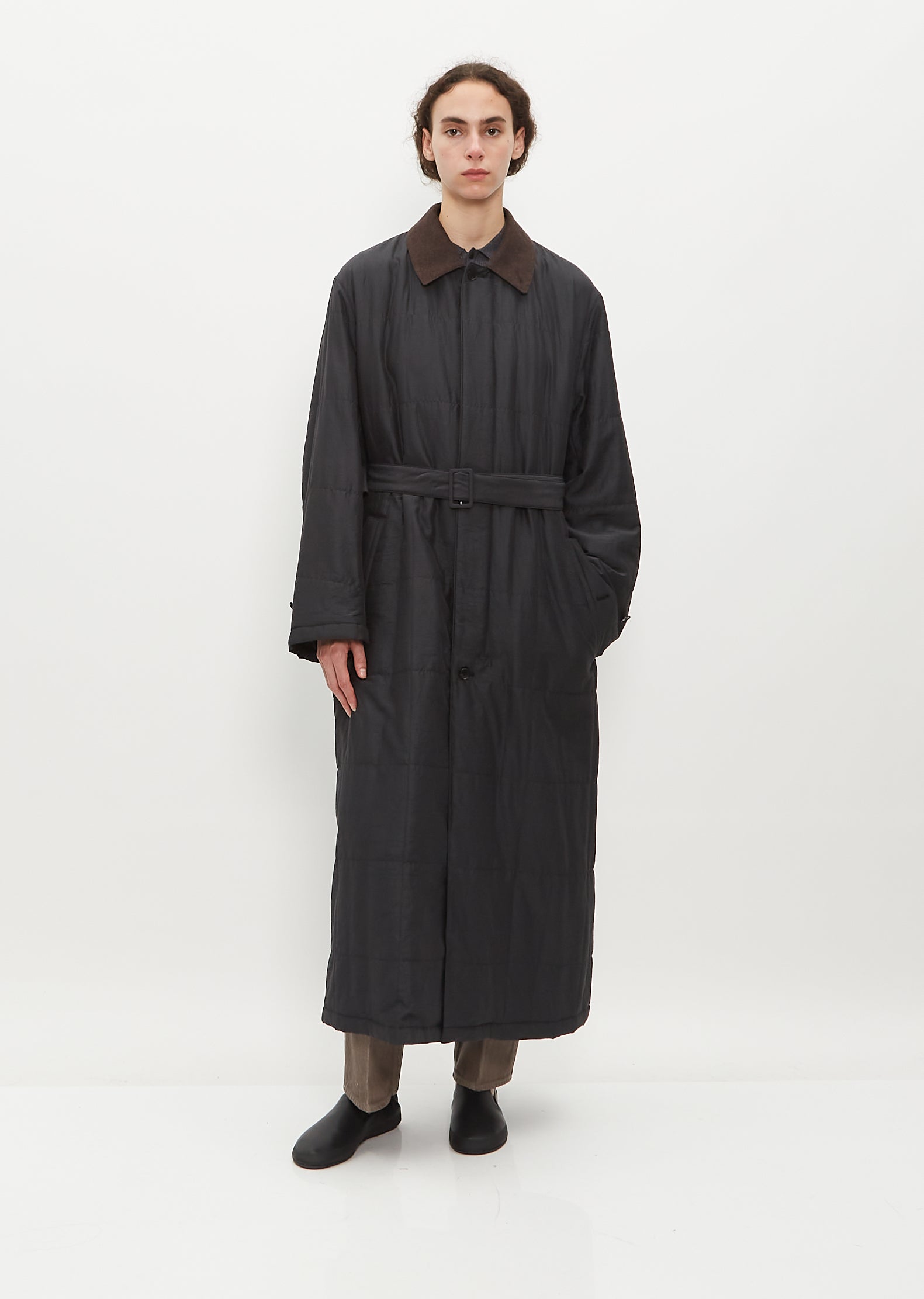 AURALEE｜COATS (QUILTED LIGHT SILK COTTON COAT INK BLACK rennes — Auralee | Quilted Light Silk Cotton Coat in Ink