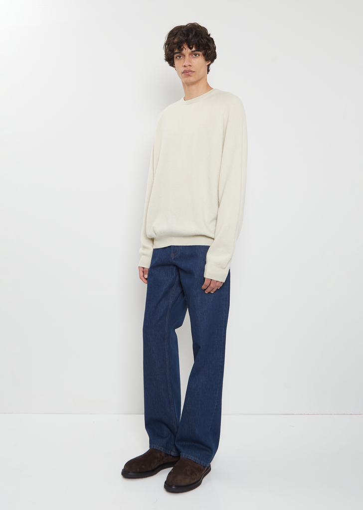 BF R-Neck Cashmere Sweater Mono — Chalk
