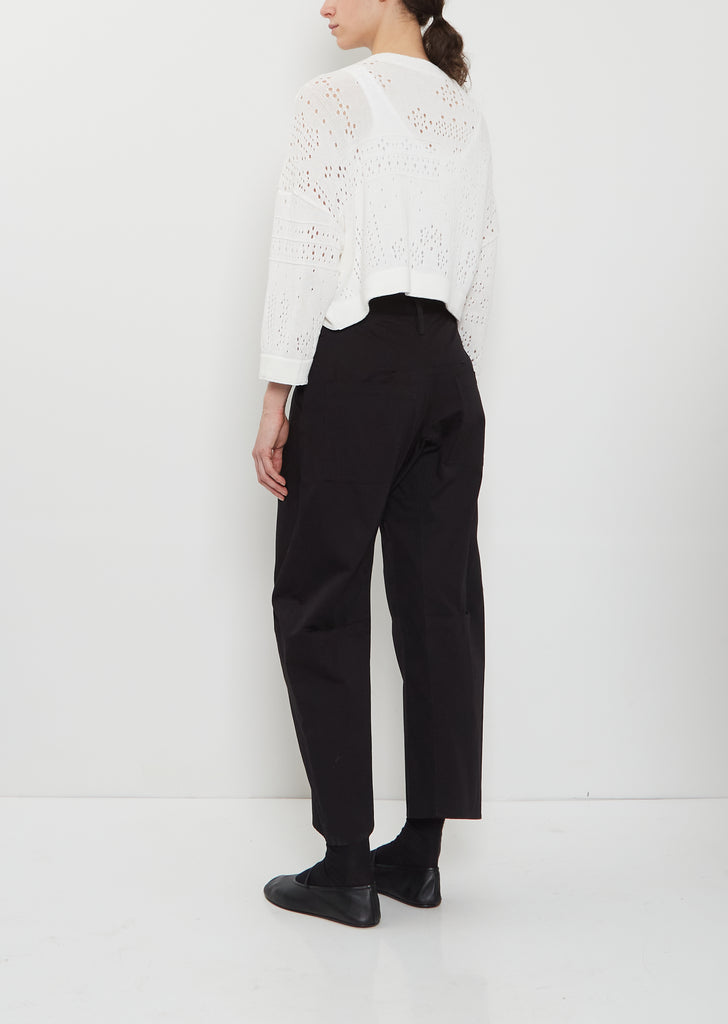 Cotton Gusset Wide Pants  — Black