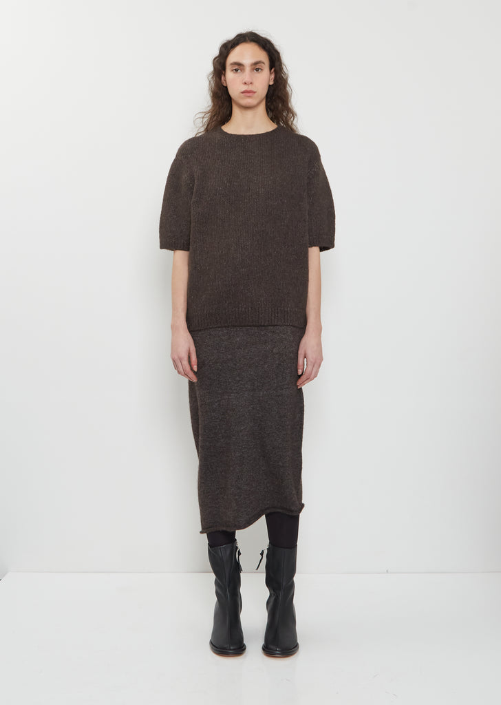 Loft Alpaca Cotton Crewneck Top — Coal