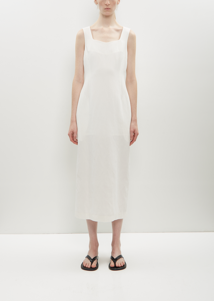 Cotton Linen Gabarine Dress — White