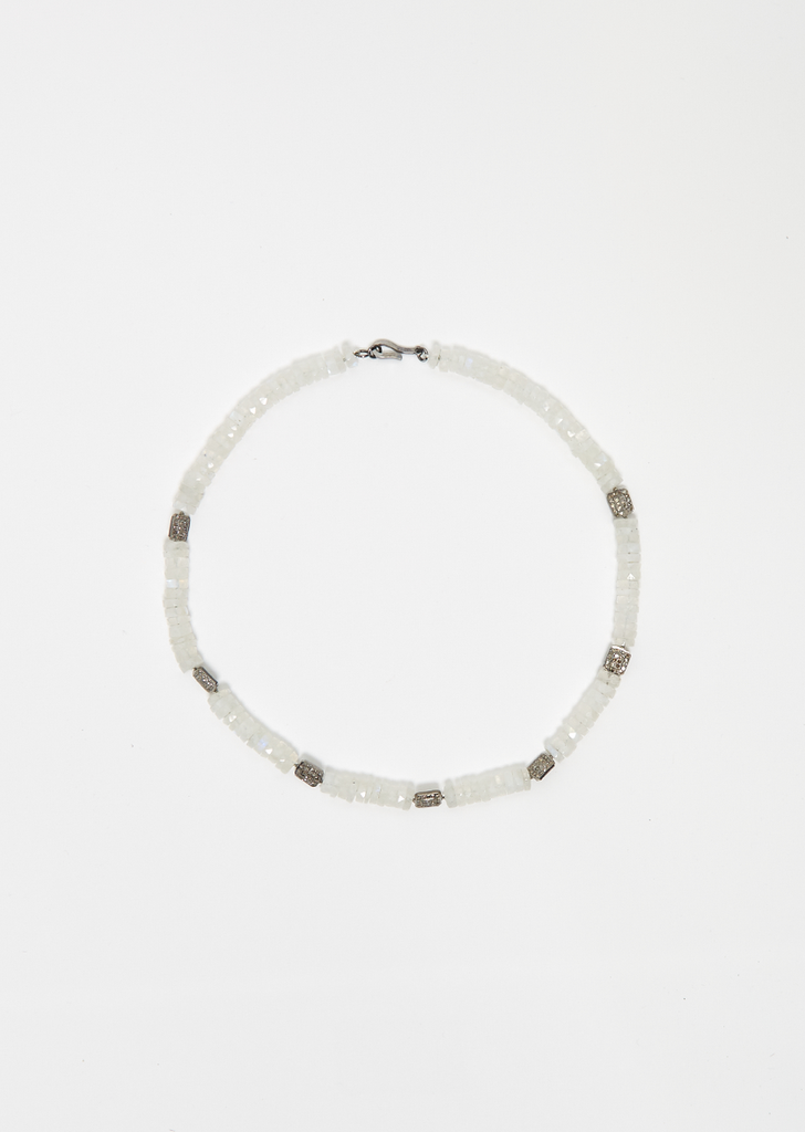 Moonstone Diamond Tiles Beaded Necklace 131 47cm