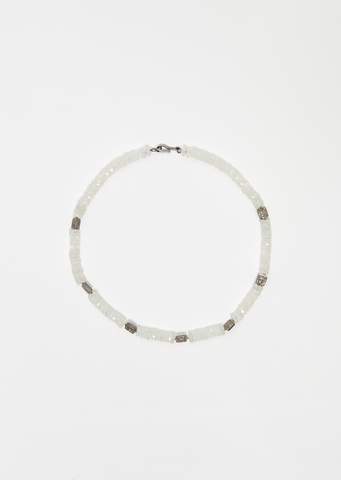 Moonstone Diamond Tiles Beaded Necklace 131 47cm