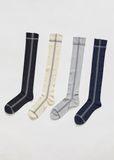 Side Line Silk High Socks — Navy